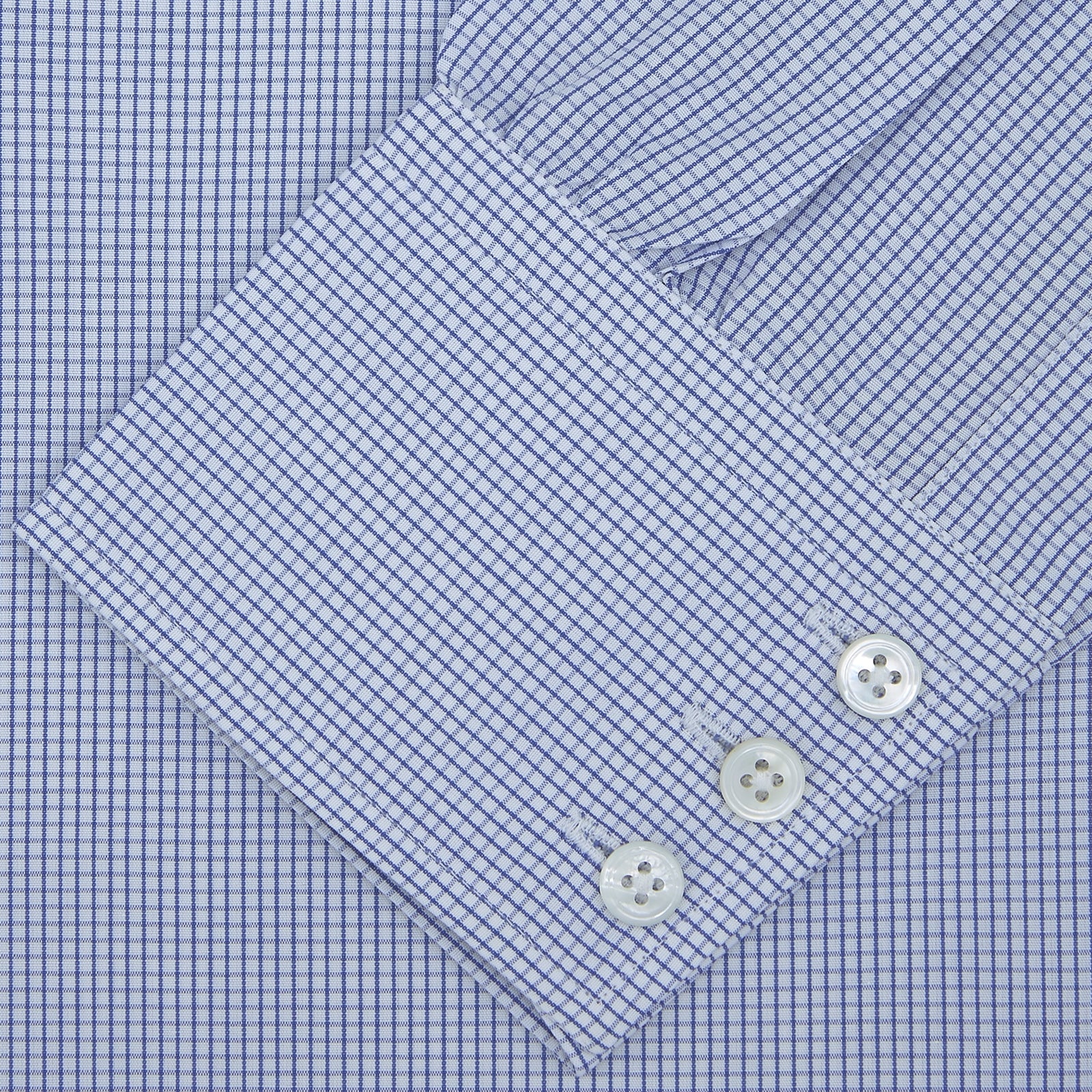 View 2 of product Blue Grid Check Shirt with Regent Collar and 3-Button Cuffs
