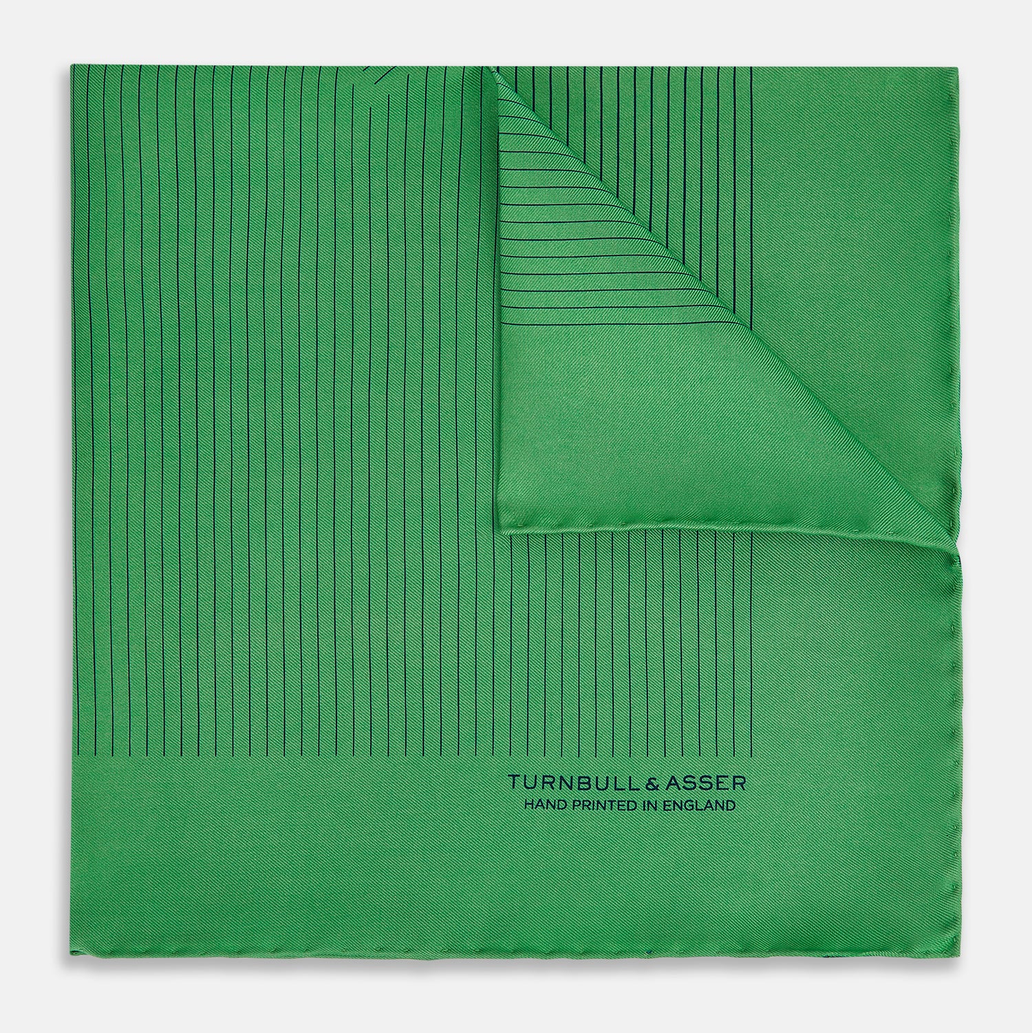 View 1 of product Hunter Green Stripe Silk Pocket Square
