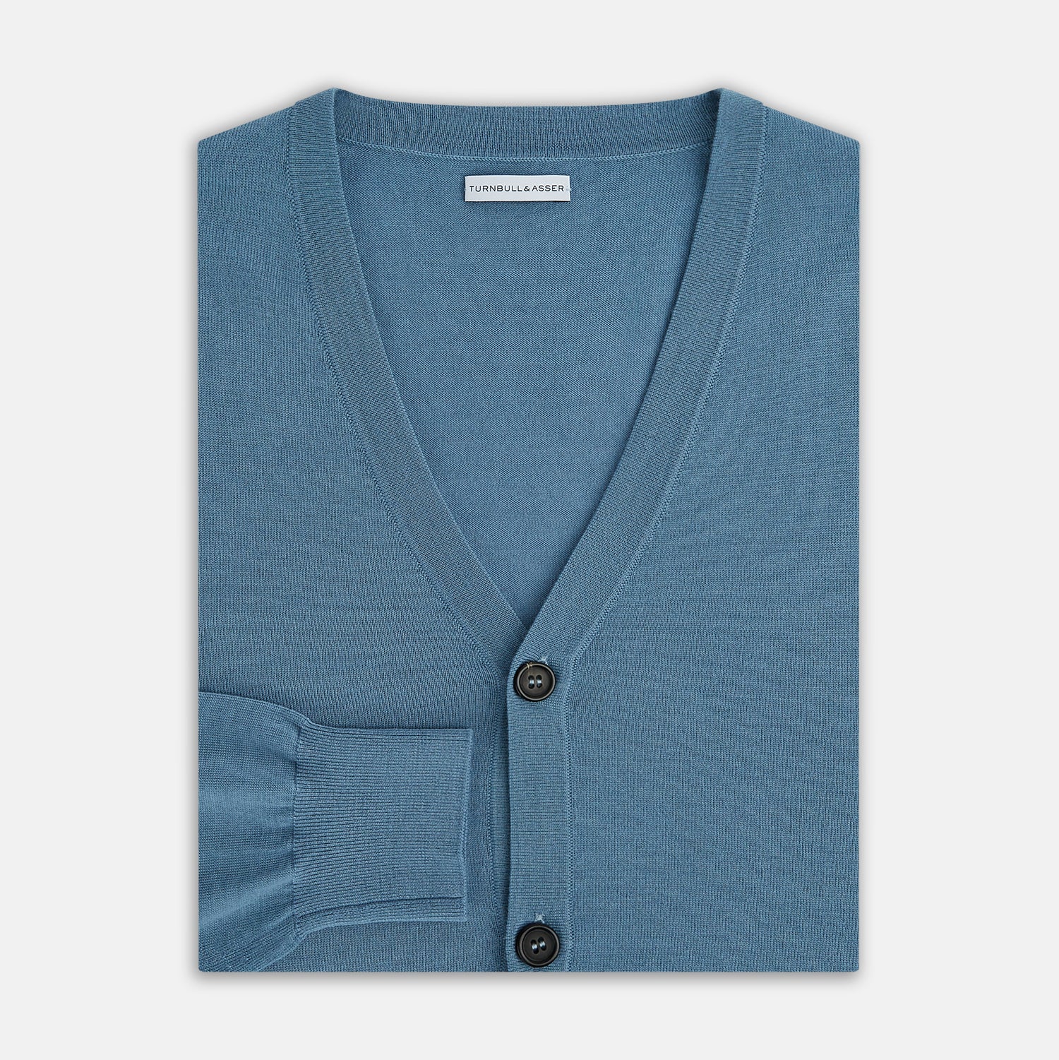 View 4 of product Pale Blue Fine Merino V-Neck Cardigan