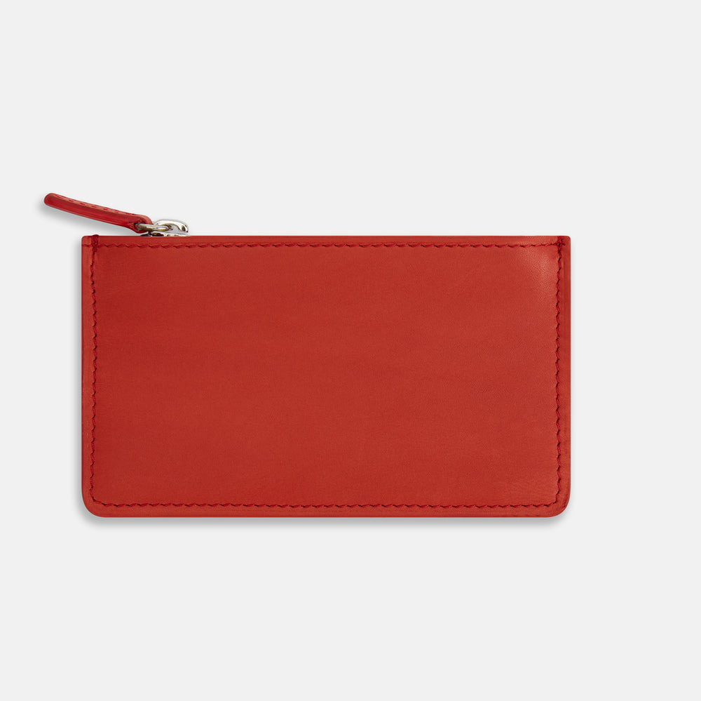 Red Leather Zip Wallet