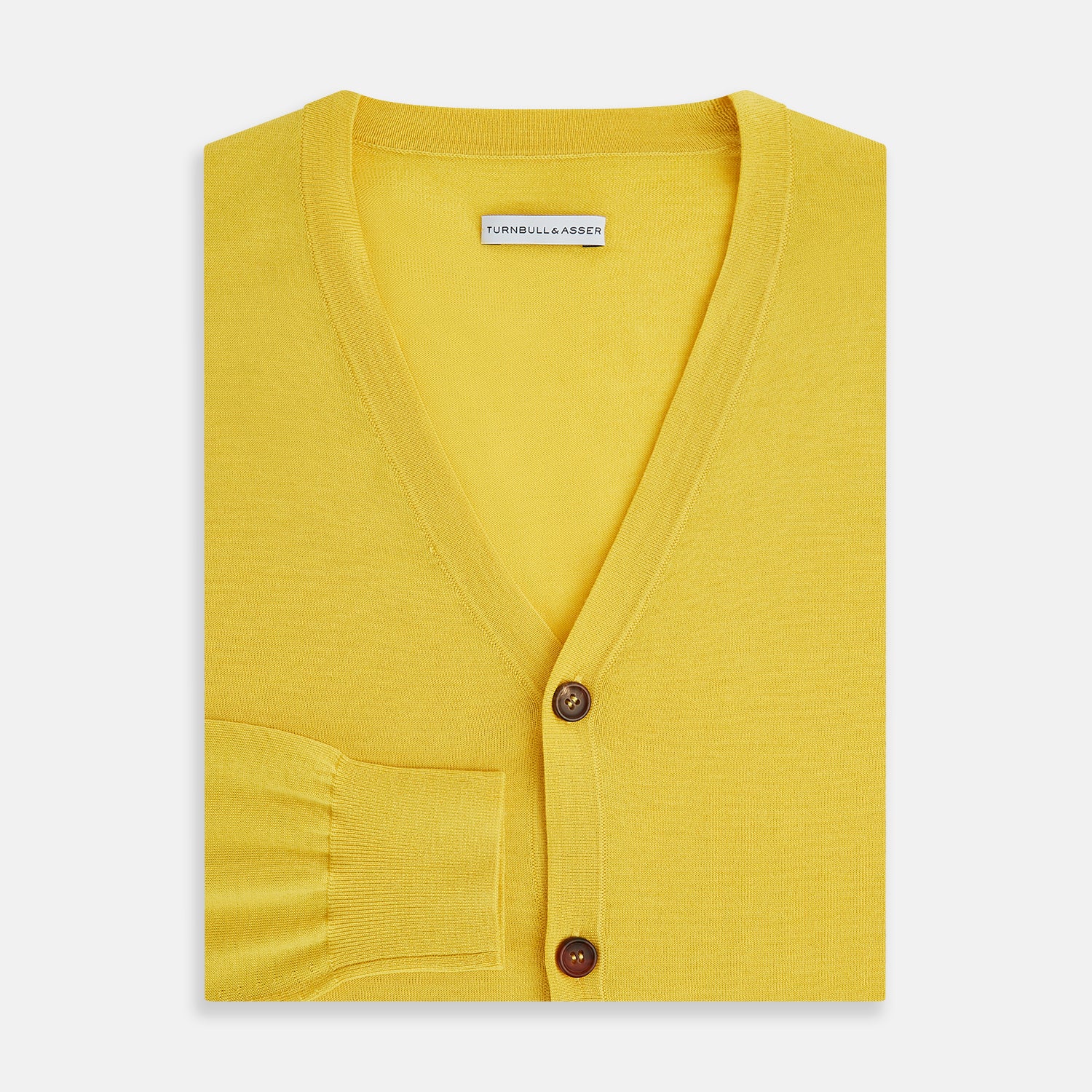 View 4 of product Canary Yellow Fine Merino V-Neck Cardigan