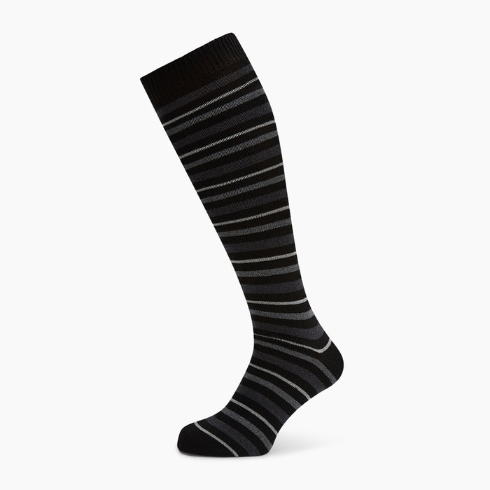 Chocolate Melange Striped Merino Wool Long Socks Image 4