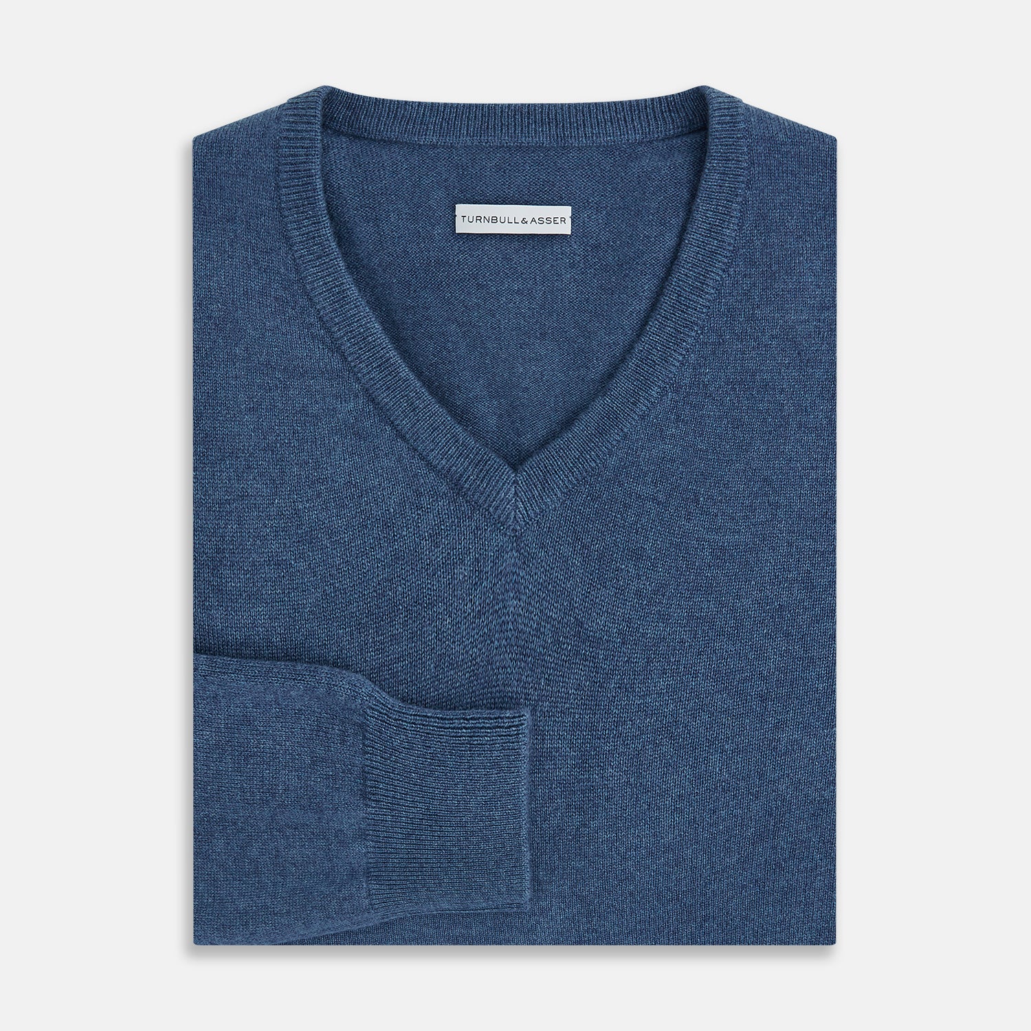 View 4 of product Pacific Blue Cashmere V-Neck Jumper