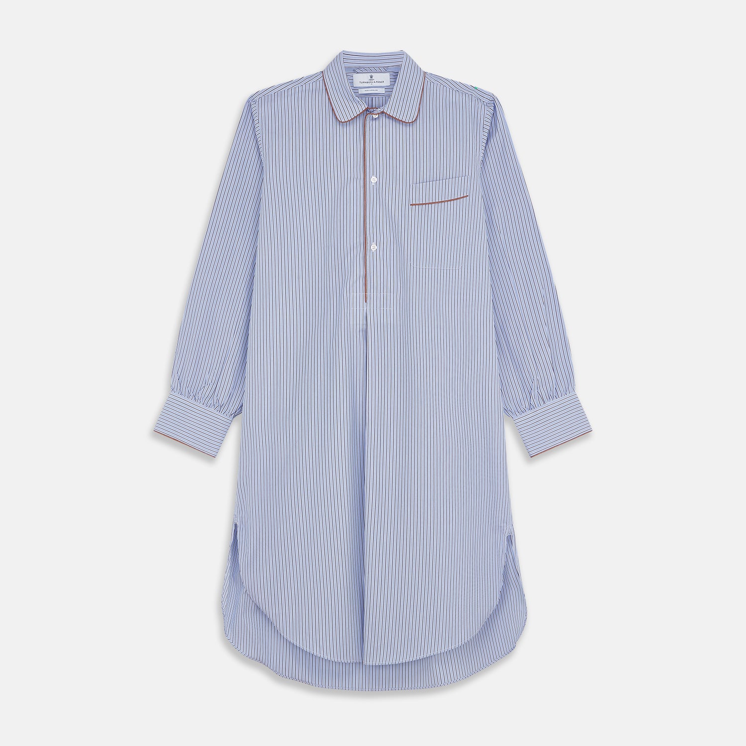 View 1 of product Blue and Navy Halo Stripe Cotton Sussex Nightshirt