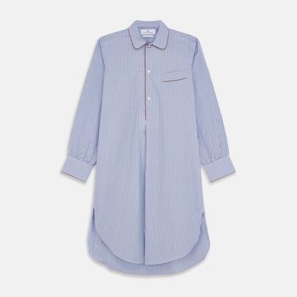 Blue and Navy Halo Stripe Cotton Sussex Nightshirt