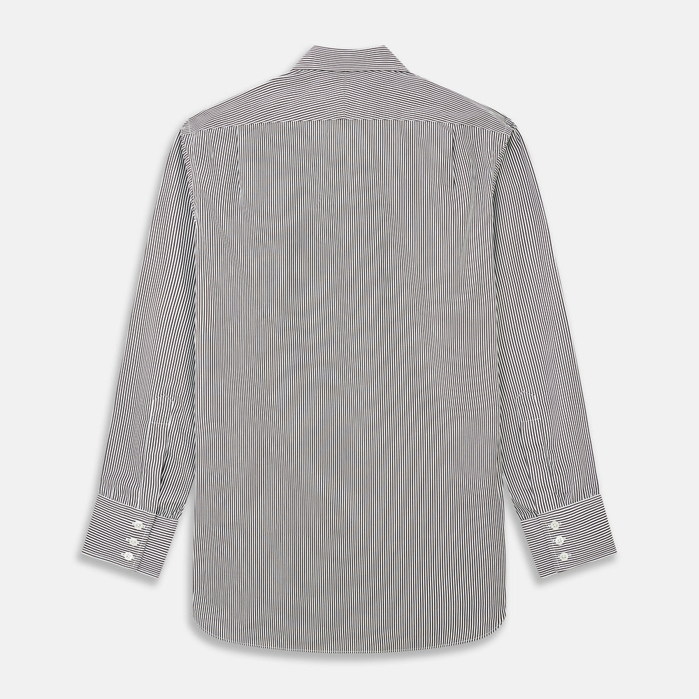 Black Candy Stripe Cotton Regular Fit Mayfair Shirt