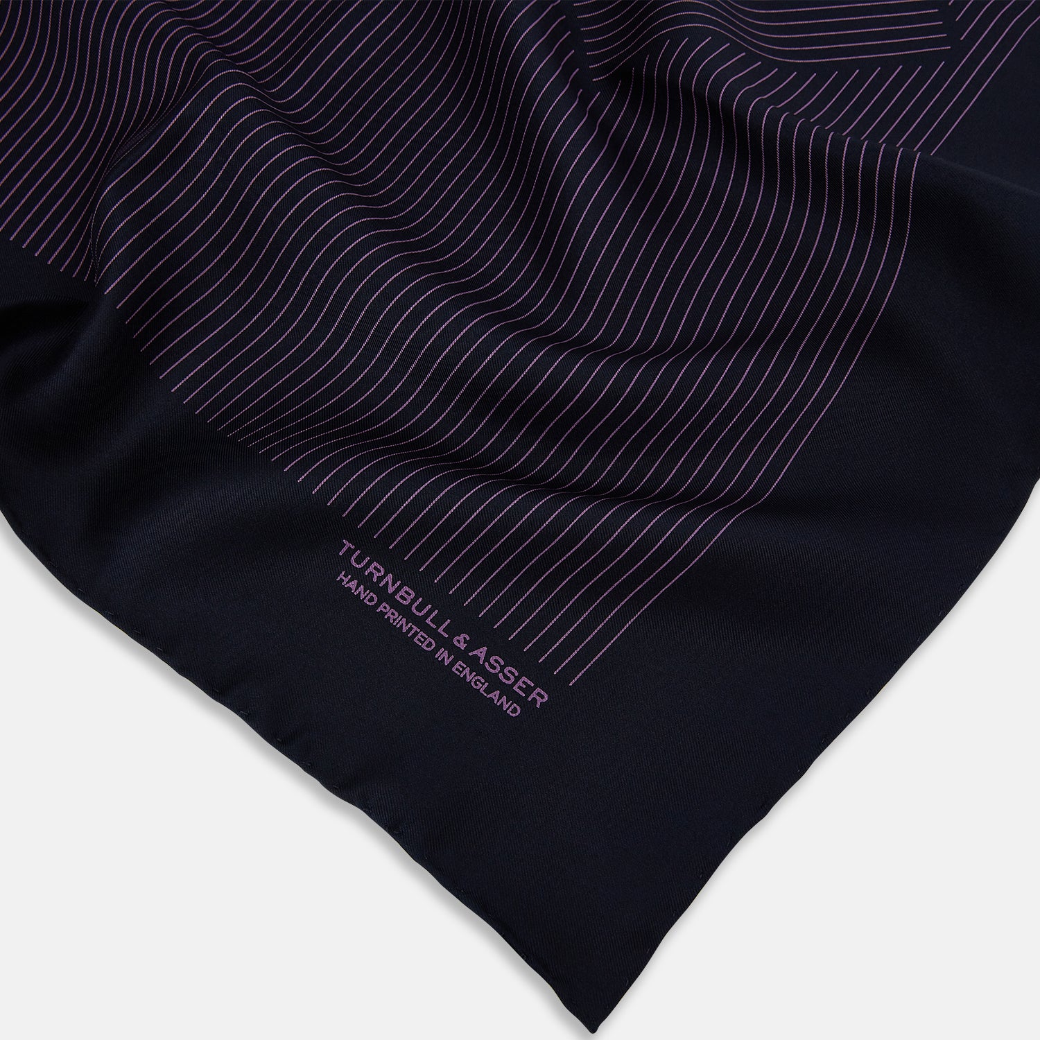 Navy and Purple Stripe Silk Pocket Square