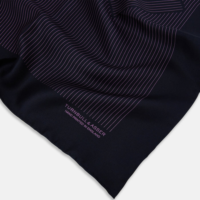 Navy and Purple Stripe Silk Pocket Square Image 1