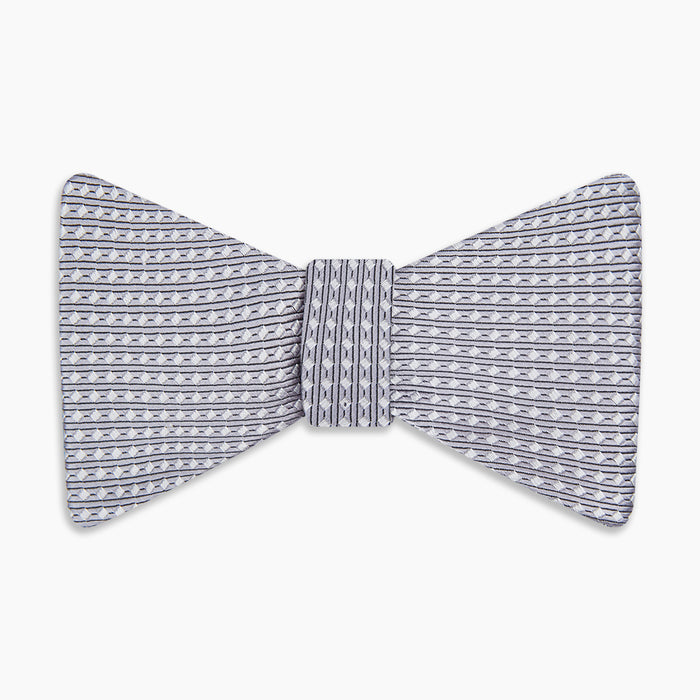 Silver and White Square Silk Bow Tie Image 3