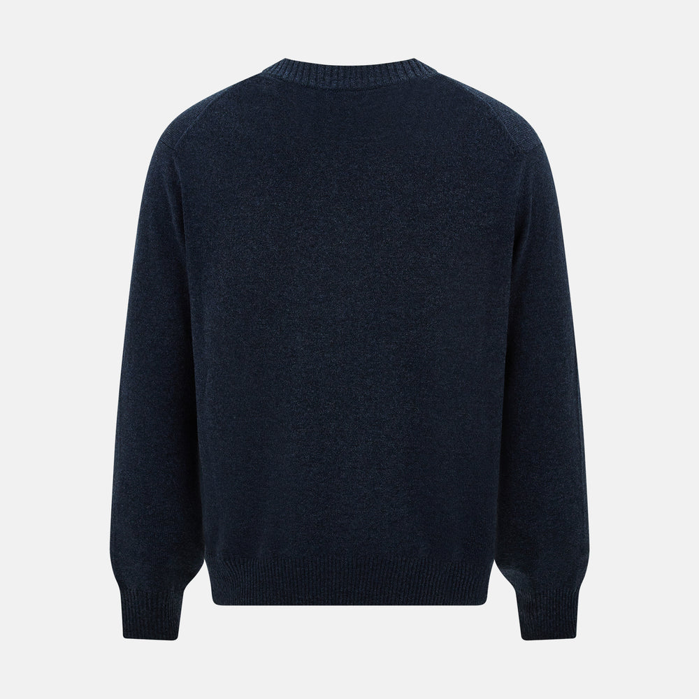 Navy Melange Cashmere Cardigan