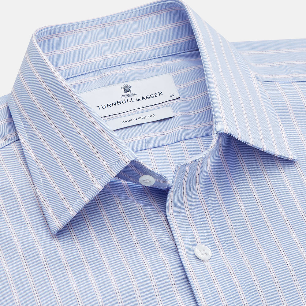 Blue Multi Stripe Cotton Regular Fit Whitby Shirt