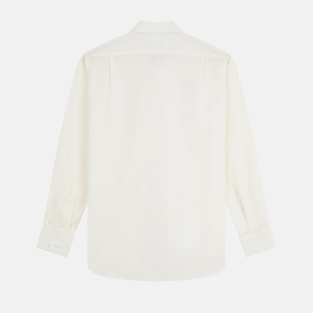 Cream Silk Regular Fit Ruffle-Front Wilfred Shirt