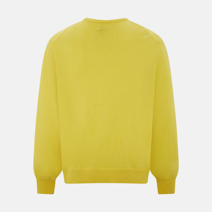 Canary Yellow Cashmere V-neck Jumper Image 2
