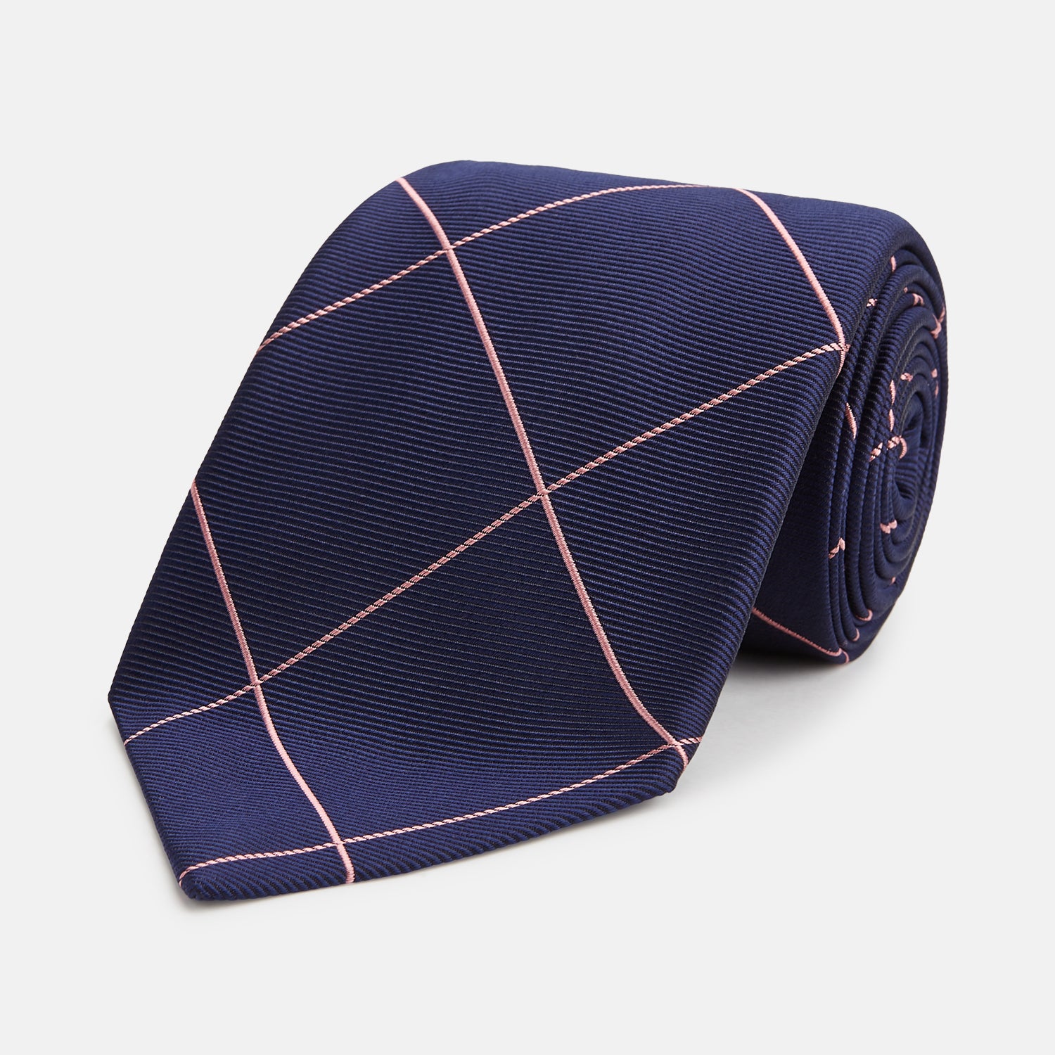 View 1 of product FONDANT PINK and WINDOW PANE NAVY SIlk TIE