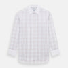 View 8 of product Purple Multi Plaid Check Shirt with Contrast Collar and Double Cuffs