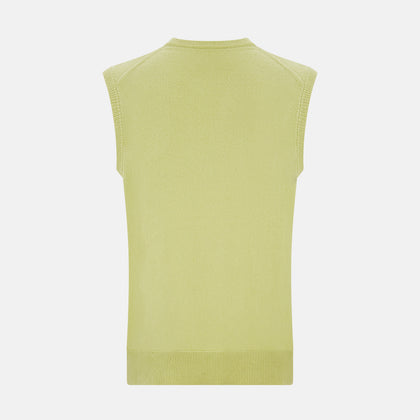 Melon Green V-neck Cashmere Vest Image 2
