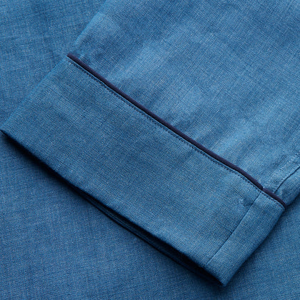 Teal Linen Modern Pyjama Set Image 6