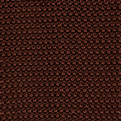 KNITTED BROWN SILK PLAIN TIE Image 2