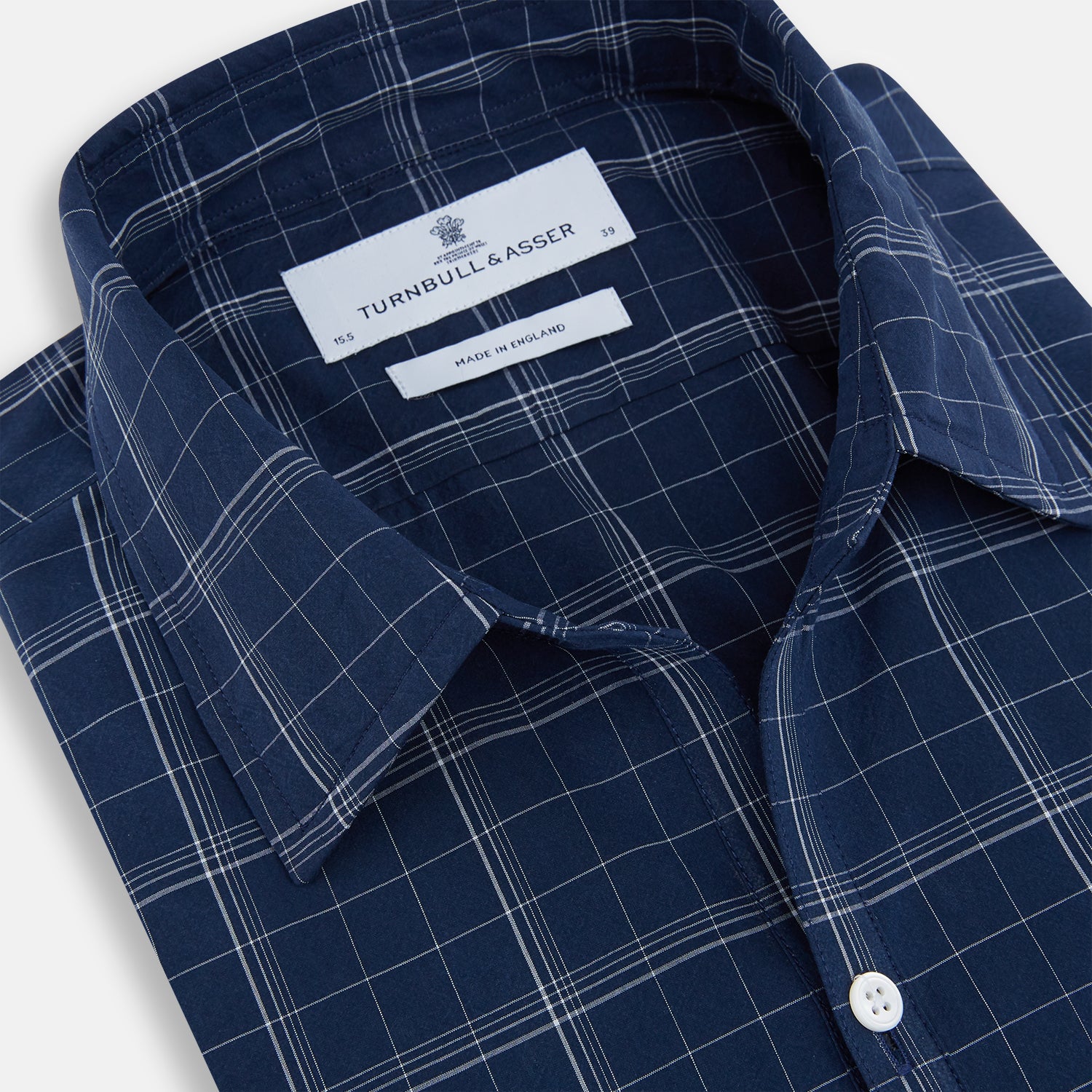 View 2 of product Indigo and White Thin Plaid Check Windsor Shirt