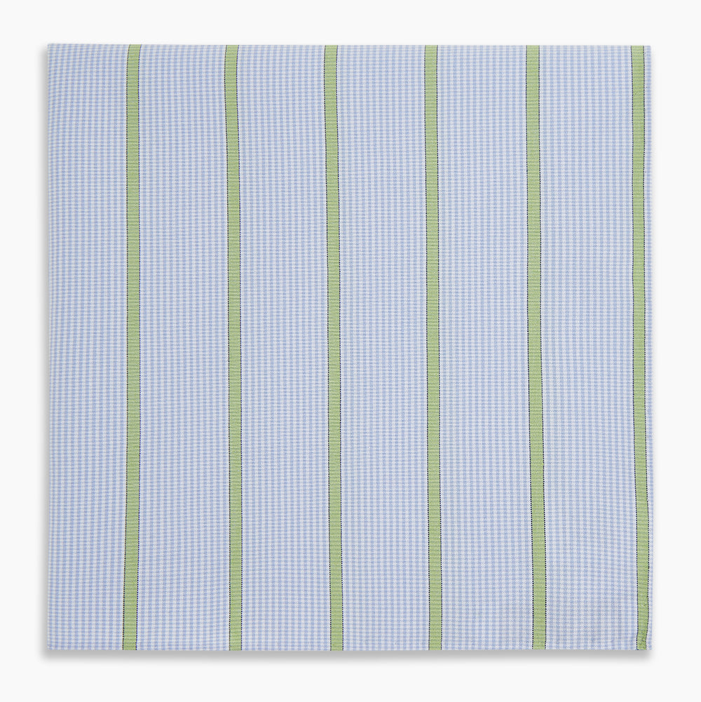 Hand Rolled Light Green Track Stripe Handkerchief