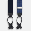 View 3 of product Navy & White Small Spot Adjustable Silk and Navy Leather Braces