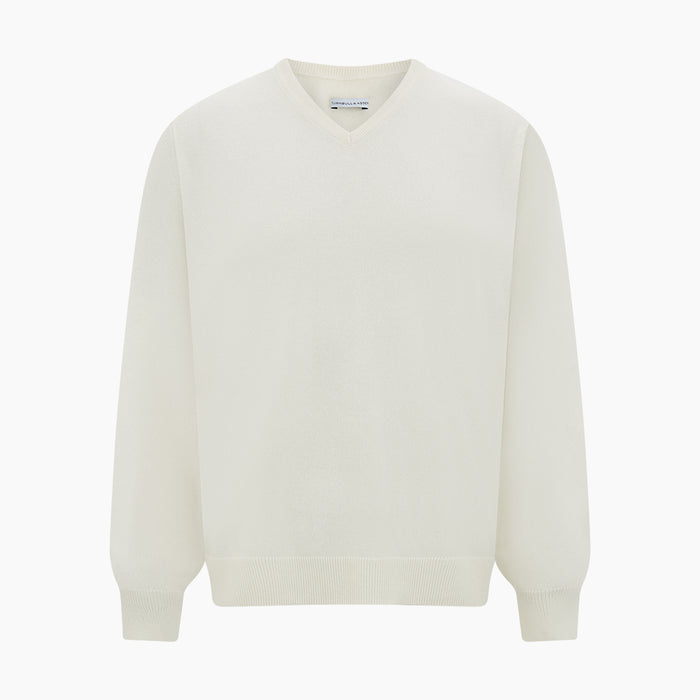 Ivory Cashmere V-neck Jumper Image 4