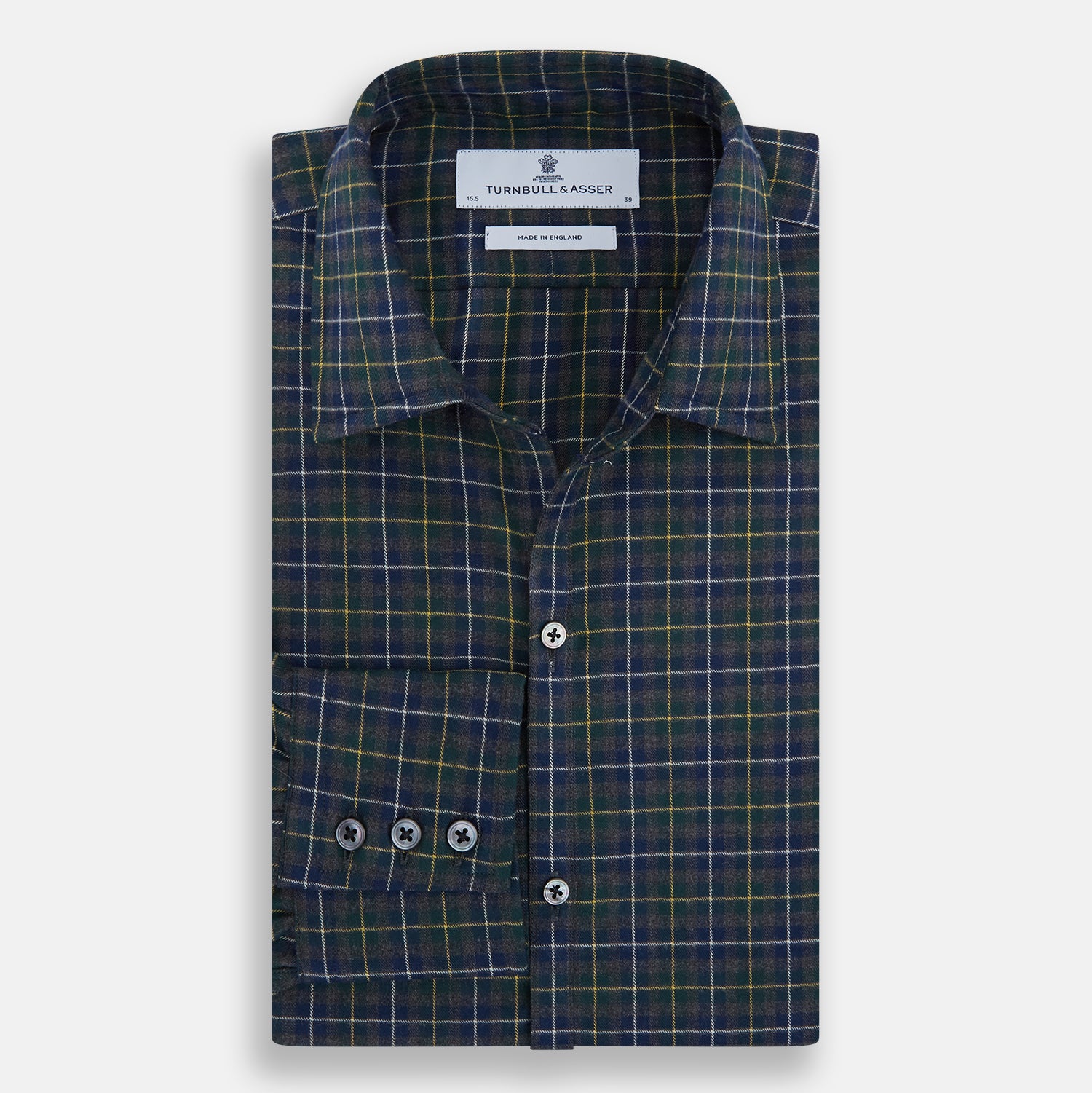 View 5 of product Navy and Khaki Tartan Windsor Shirt