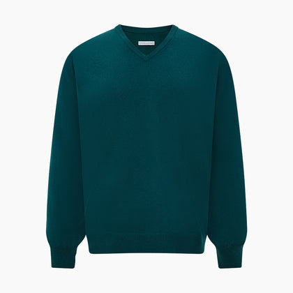 Moss Green Cashmere V-Neck Jumper Image 4