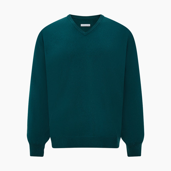 Moss Green Cashmere V-Neck Jumper Image 4