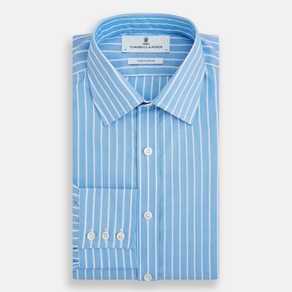Sky Blue Wide Pinstripe Mayfair Shirt Image 4