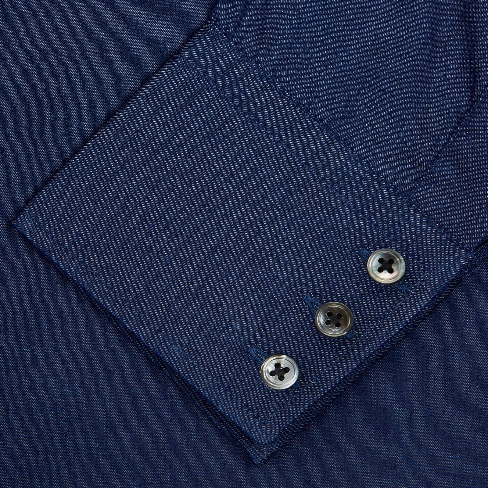 View 5 of product Dark Blue Denim-Cashmere Shirt with Regent Collar and 3-Button Cuffs