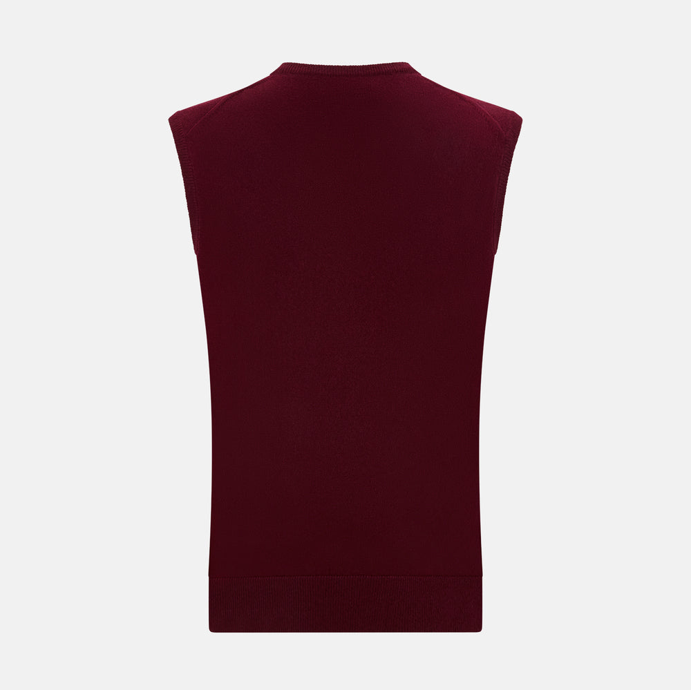 Burgundy Cashmere V-Neck Vest