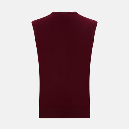 Burgundy Cashmere V-Neck Vest Image 2