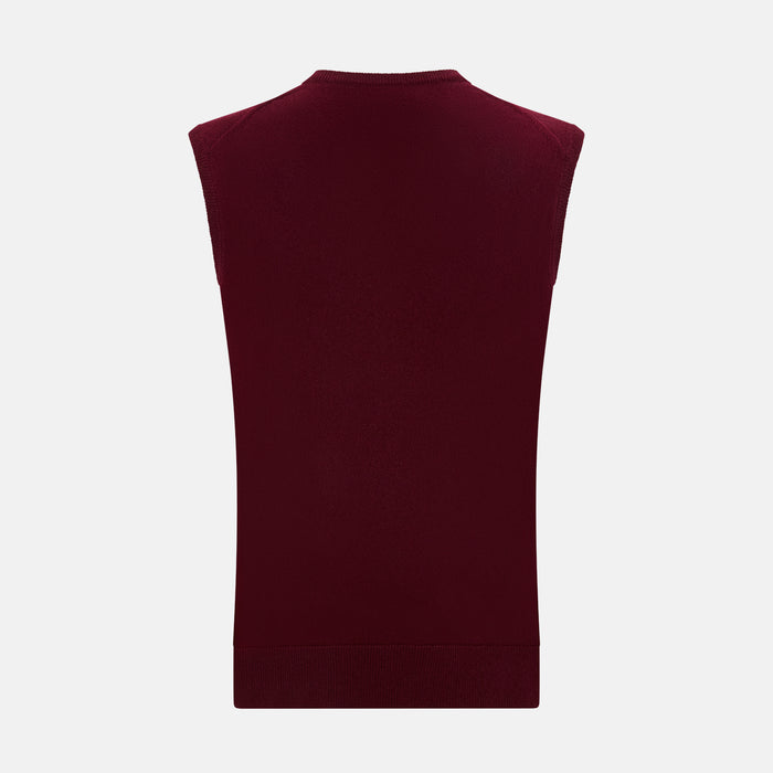 Burgundy Cashmere V-Neck Vest Image 2