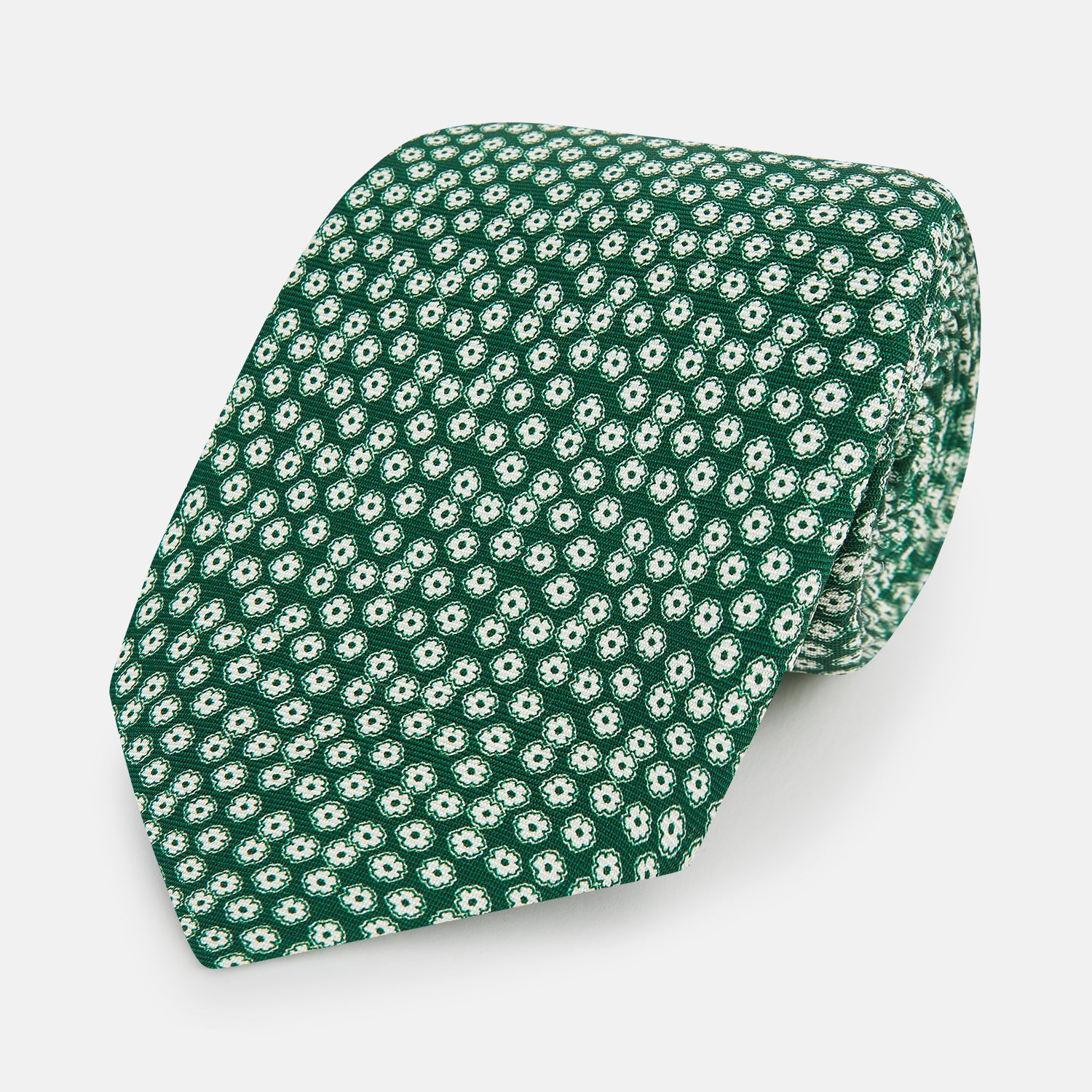 View 1 of product Forest Green Flower-Patterned Printed Silk Tie
