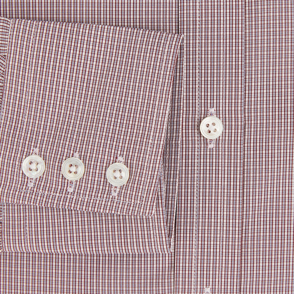 Burgundy Micro Shadow Check Mayfair Shirt