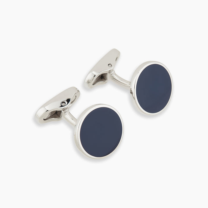 Navy Circle Cufflinks Image 3