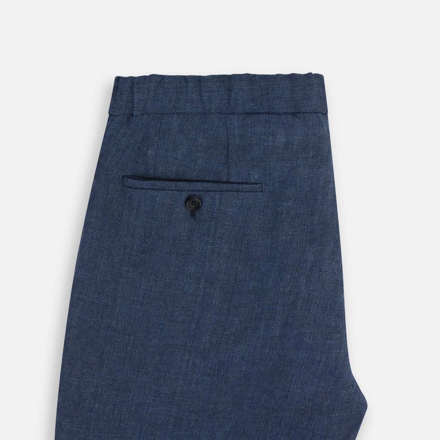 View 5 of product Denim Blue Linen Herringbone Miles Trousers