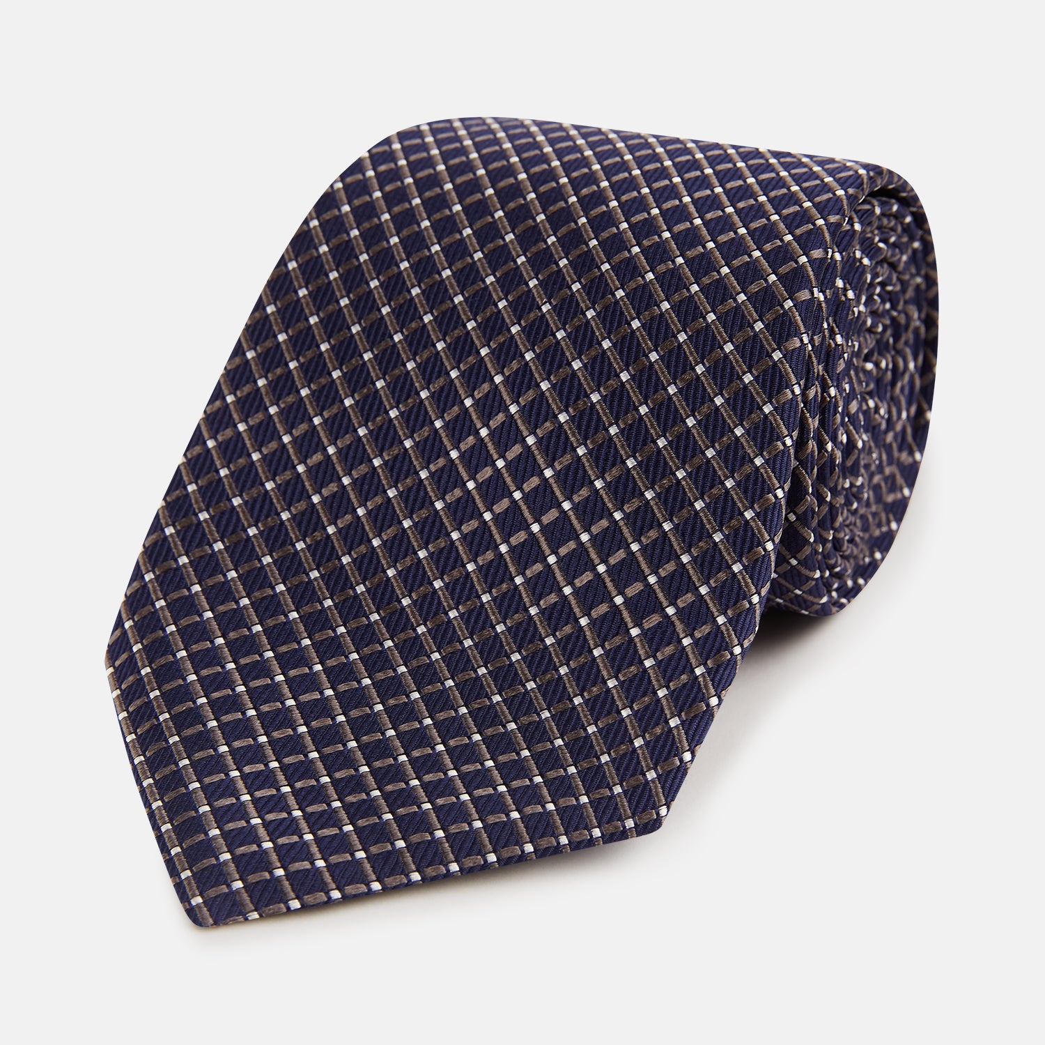 View 1 of product Silver and Navy Diamond Silk Tie