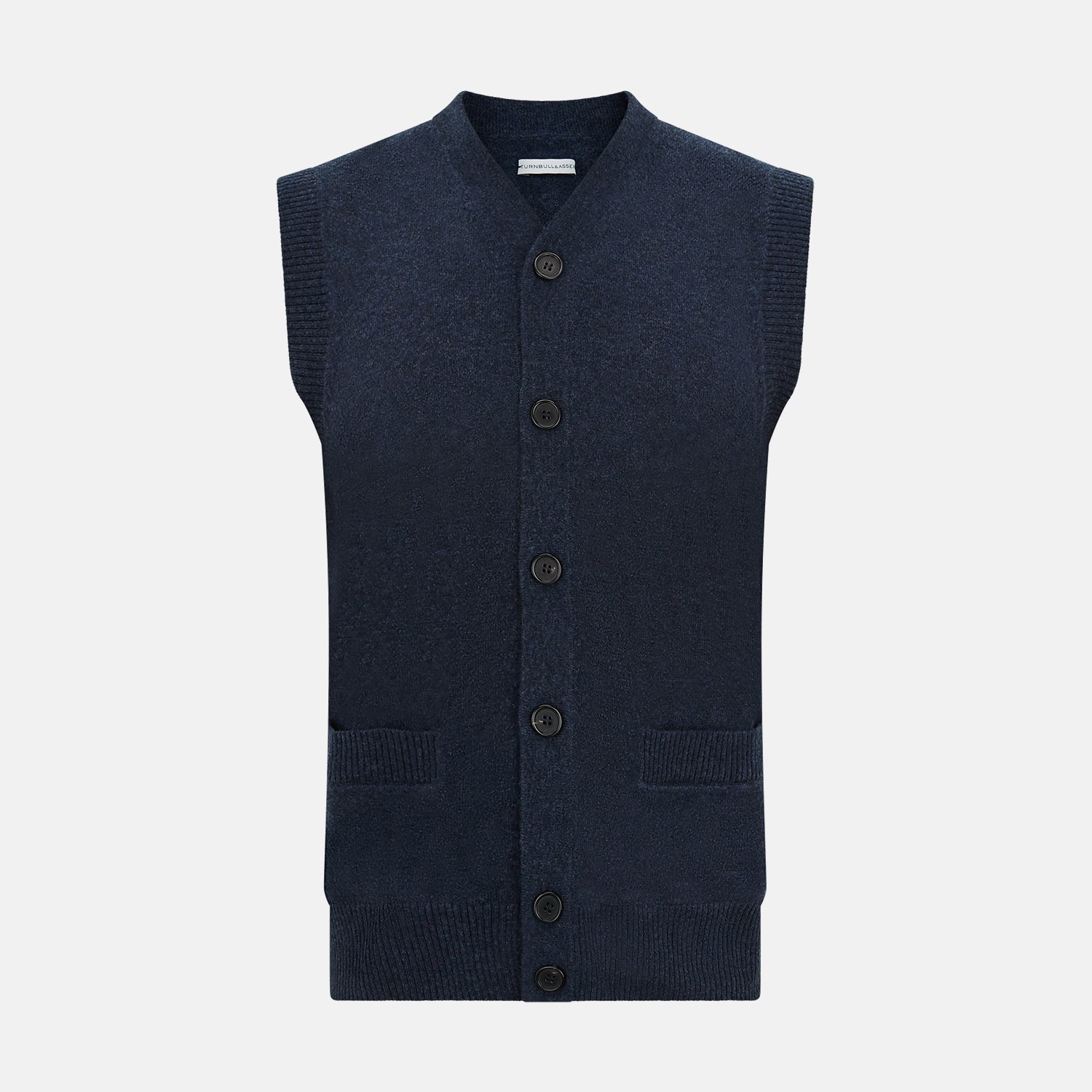 View 1 of product Navy Melange Cashmere Sleeveless Cardigan