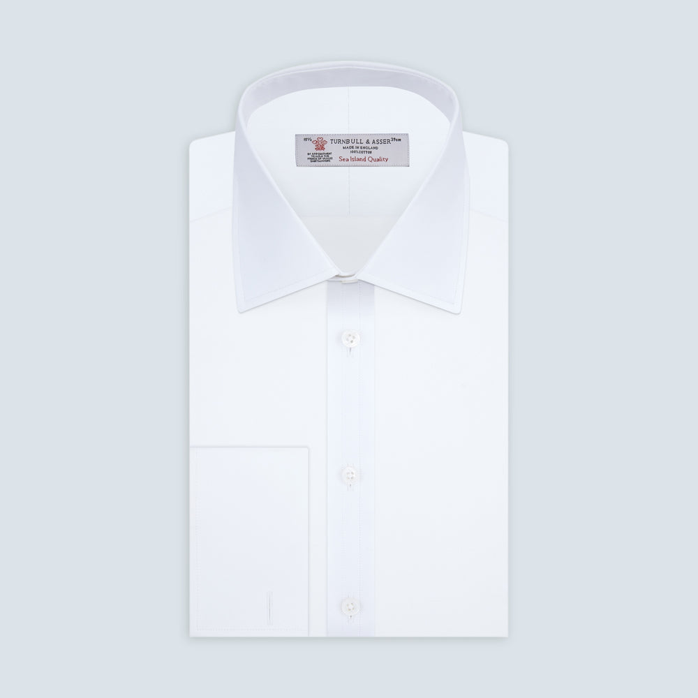 White Sea Island Quality Cotton Twill Shirt with T&amp;A Collar and 3-Button Cuffs