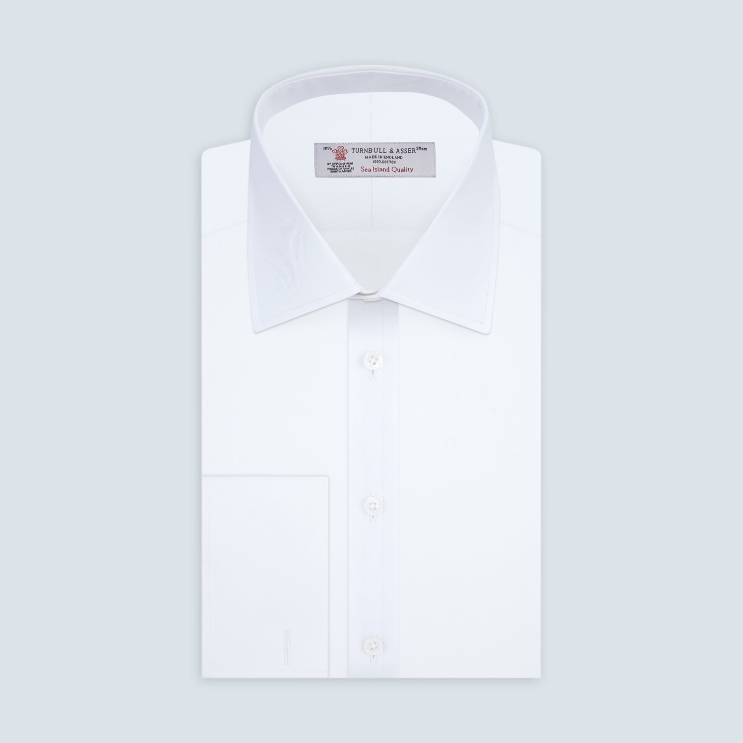 View 1 of product White Sea Island Quality Cotton Twill Shirt with T&amp;A Collar and 3-Button Cuffs