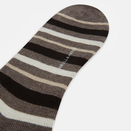 Coffee Striped Merino Wool Long Socks Image 2