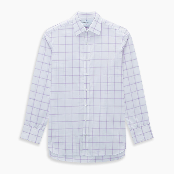 Lilac Grid Check Mayfair Shirt Image 6