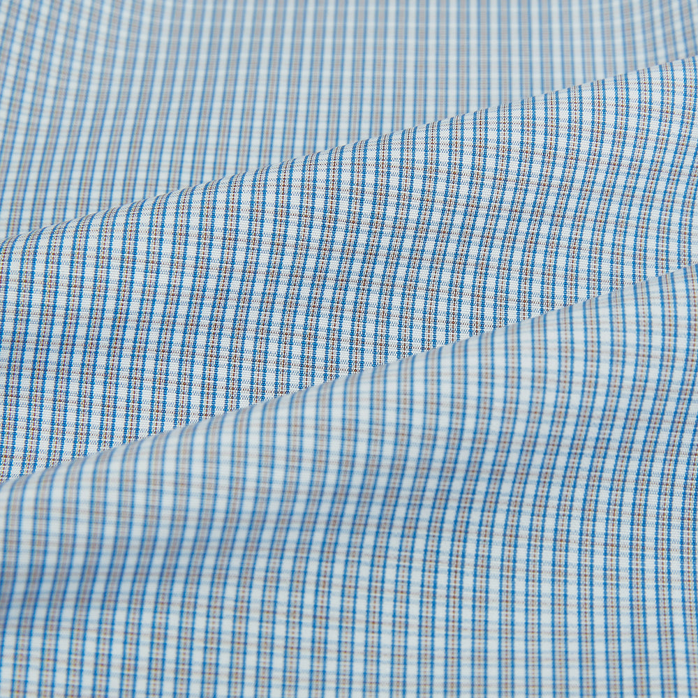 BLUE AND BROWN MICRO SHADOW CHECK WESTMINSTER SHIRT