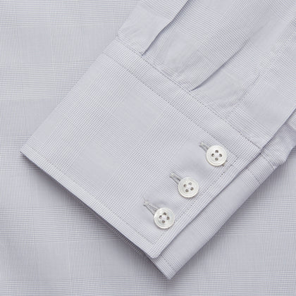 Faded Blue Block Check Cotton Regular Fit Mayfair Shirt Image 2