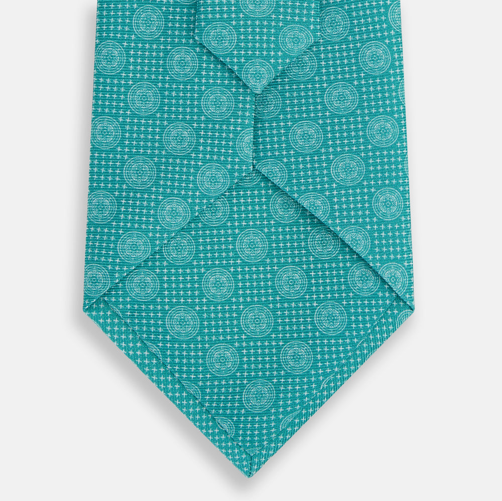 Turquoise Medallion Printed Silk Tie
