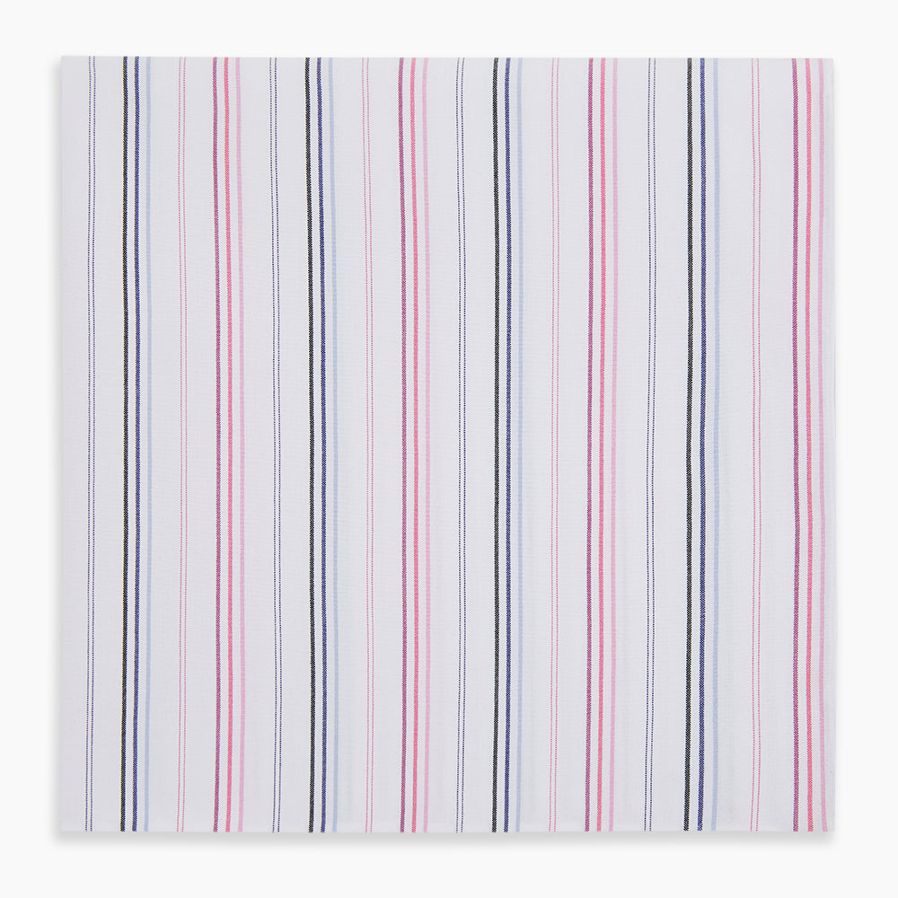 Hand Rolled Pink and Blue Multi Stripe Handkerchief