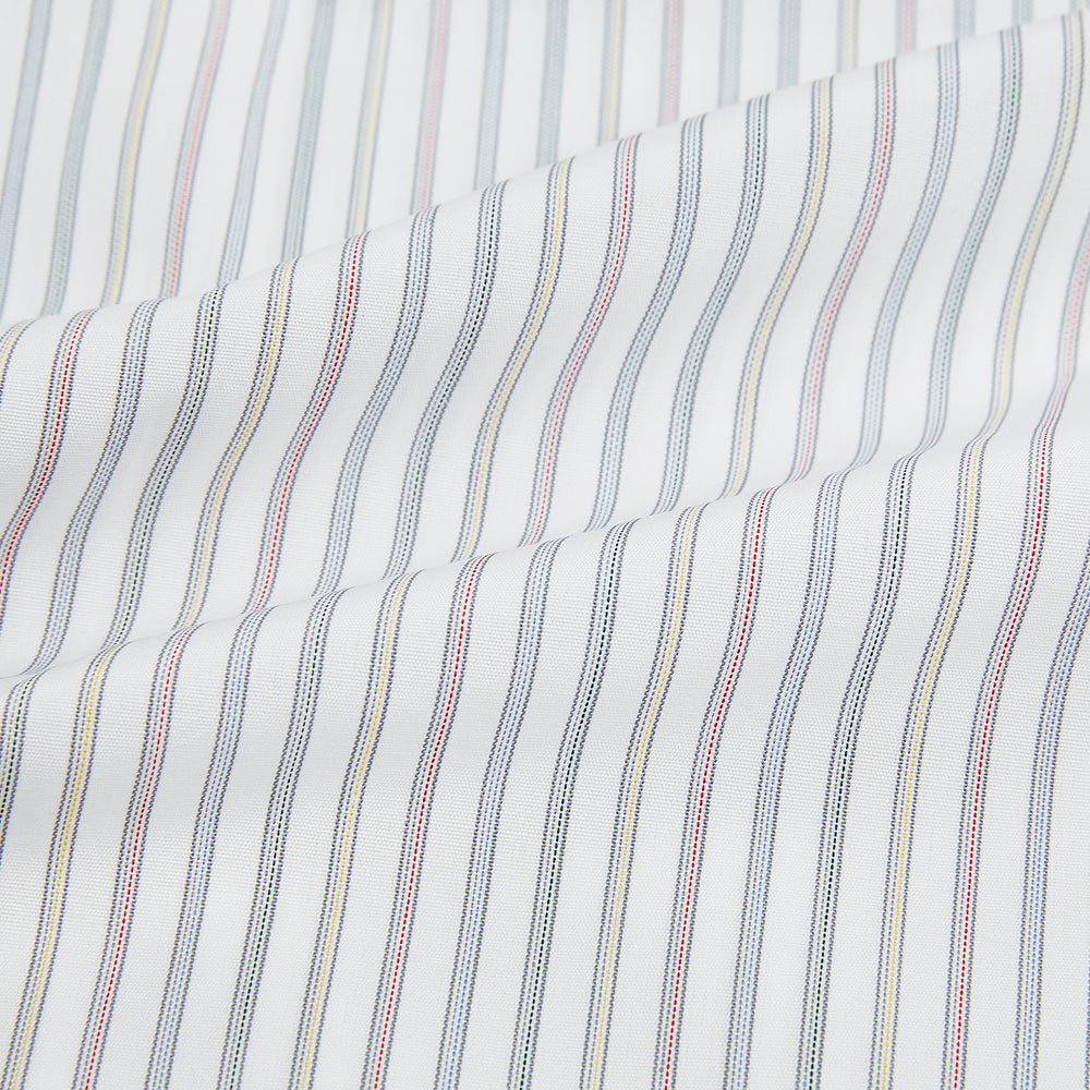 Multicoloured Music Stripe Shirt with Contrast Collar and Double Cuffs