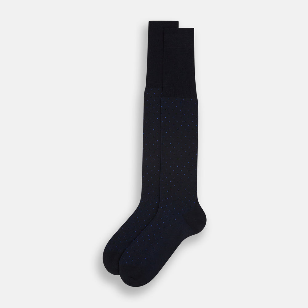Navy/Azzurro Polka Dot Long Socks